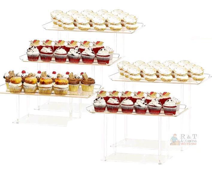 4-Tier Acrylic Cupcake Display Stand, Clear, Holds 40-48 Cupcakes, Assembly Kit