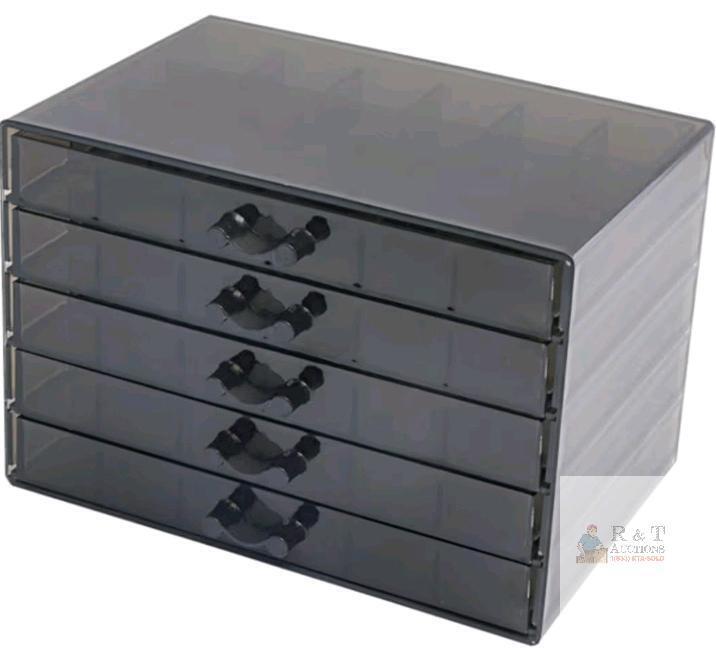 Black 5-Drawer Plastic Jewelry Necklace Organizer Box Tray, 8.46"x5.71"x5.9", Serial X004A14WOL