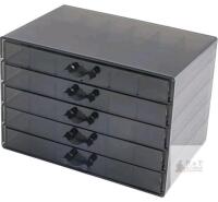 Black 5-Drawer Plastic Jewelry Necklace Organizer Box Tray, 8.46"x5.71"x5.9", Serial X004A14WOL