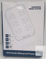 IPX6 Waterproof Power Strip QY02U, 6 AC Outlets, 2 USB, 1 Type-C, 10ft Cord, Overload Protected