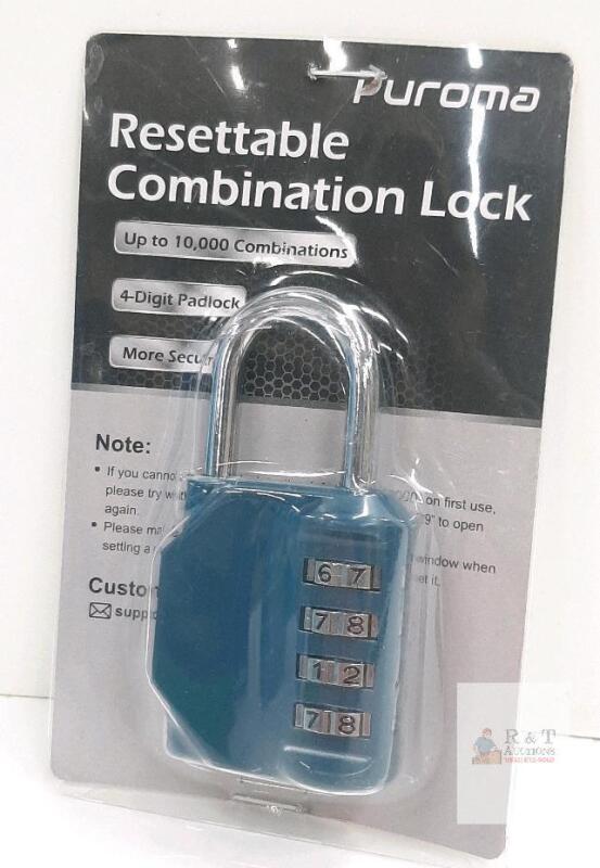 Puroma Resettable 4-Digit Combination Padlock, Model TH001BC, Dark Green, Zinc Alloy Body
