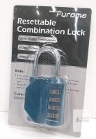 Puroma Resettable 4-Digit Combination Padlock, Model TH001BC, Dark Green, Zinc Alloy Body