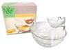 Mayfair & Jackson Clear Glass Fruit Garden Pattern 3-Piece Chip & Dip Set, Up To 10" Diam &times; 4.5" Tall - Excellent Condition, No Chips or Cracks