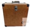 Vinyl Record Storage Box With Fully Removable Lid, 6.75" &times; 13.65" &times; 14.75" Tall, Name Written on Handle, In Very Good Condition