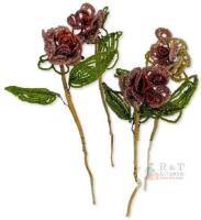 Antique Early 1920s Handmade Glass Beaded Flowers, 4 String-Wrapped Stems