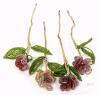 Antique Early 1920s Handmade Glass Beaded Flowers, 4 String-Wrapped Stems - 5