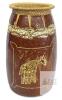 Redware Ceramic Giraffe Design Vase with Wicker Opening - 10.25" No Chips or Cracks