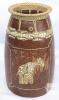 Redware Ceramic Giraffe Design Vase with Wicker Opening - 10.25" No Chips or Cracks - 3