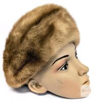 Vintage Presumed Mink Fur Ladies' Hat, 21" Circumference, Inner Trim Pulling Away, No Odour Beyond Light Powder, Fur Is Not Actively Shedding