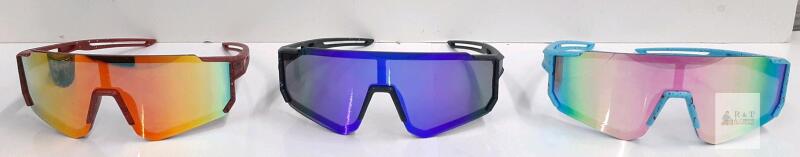 Sport Performance Shield Sunglasses with Mirrored Lenses and Wraparound Design