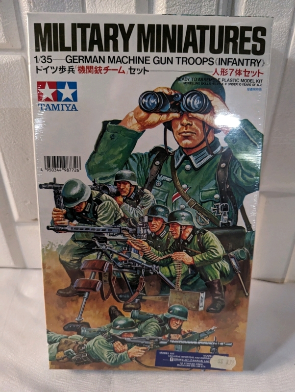 Vintage Tamiya German Machine Gun Troops Model Kit