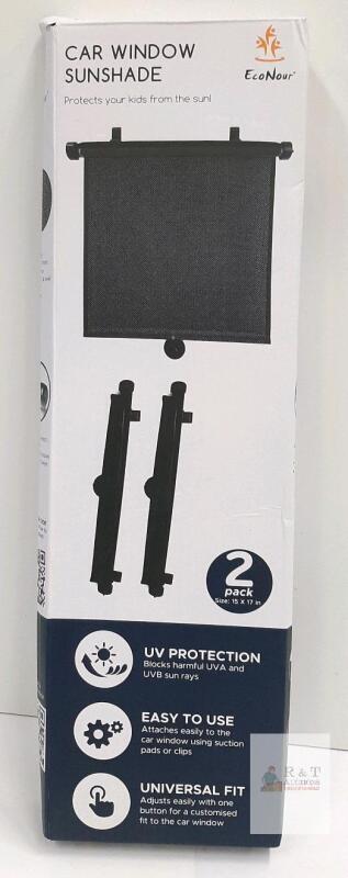 EcoNour Car Window Sunshade 2-Pack, 15 x 17 inch, Universal Fit, Adjustable, UV Protection