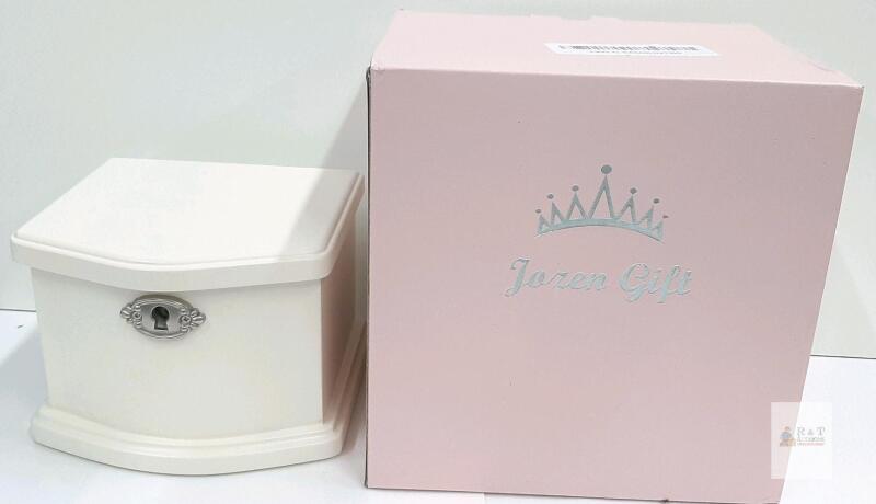 Jozen Gift White Ballerina Musical Jewelry Box with Mirror & Pink Gift Box, New
