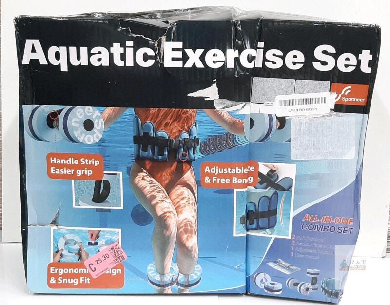 Sportneer Aquatic Exercise Set, EVA Dumbbells, Adjustable Fitness Belt & Rings, Blue, SKU Y22-82002-76