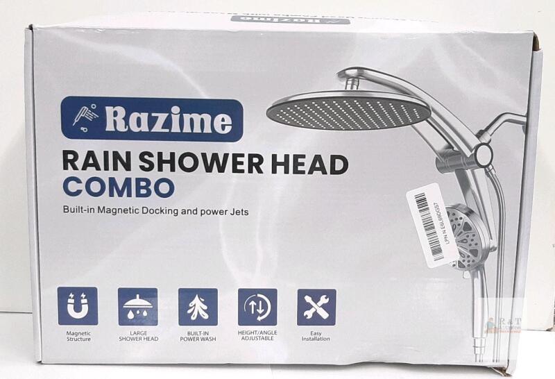 Razime Rain Shower Head Combo, 10" Rain Head, Magnetic Docking, Handheld, 59" Hose, Chrome