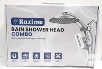 Razime Rain Shower Head Combo, 10" Rain Head, Magnetic Docking, Handheld, 59" Hose, Chrome