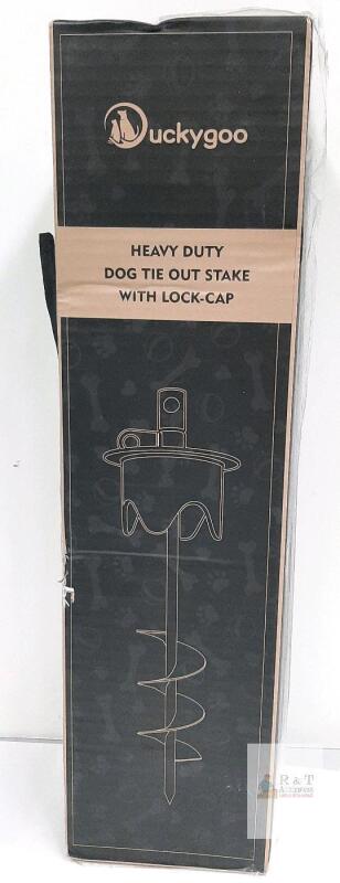 Duckygoo Heavy Duty Dog Tie Out Cable & Stake with Lock-Cap, 20FT, 350 lbs Capacity new