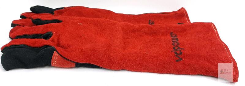 VCPOWER Large Leather Welding Gloves, Heat Resistant to 932&deg;F, 16&rdquo; Extended Gauntlet, Reinforced