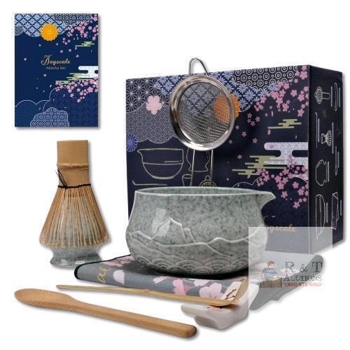 New Joyscale 8 Pcs Rivers and Mountains Mouth Matcha Set (Mottled Blue)