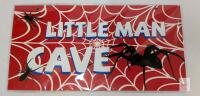 "Little Man Cave" Spider Web Wooden Wall Sign, 11.75" x 5.75", Hanging Twine Included