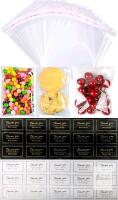 New 300pc TrustBlai Chocolate Candy Bar Packaging Wrappers Cellophane Clear Plastic Self-Adhesive Bags and Stickers for DIY Chocolate Lover Small Batched Custom Sweets (Clear, 4 * 9.5in)