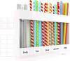 New 9.5&rdquo; Large Acrylic Straw Holder for Cabinet Door with Detachable Ultra Sticky Adhesive Squares and Stickers, 2026 Reusable Straws Organizer Storage Dispenser for Kitchen Counter Cupboard - 2