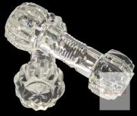 Pair of Vintage Crystal Barbell-Shaped Knife Rests, 3.75" Long Each, Small Chips & Fleabites Present