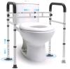 Adjustable Toilet Safety Frame Rail &ndash; Freestanding, Aluminum, Fits Most Toilets, 300 lb Capacity