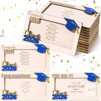 New 12 Pcs Graduation Money Card Holder Bulk Class of 2026 Wooden Graduation Cash Gifts Envelope Box for High School College University Congrats Grad Present(Blue)