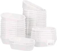 New 1000pcs Oval Cake Cups - Small Disposable Baking Cups for Muffins, Cakes, and Desserts - Greaseproof Paper Liners for Loaf Pans - White, 2.83 X 1.37 X 0.98 Inches