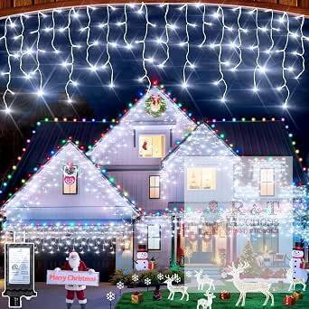 New - Icicle Outdoor Christmas Lights - Cool White . 82ft Long w/176 Drops