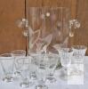 Romanian Crystal Etched Ice Bucket & 9 Glasses Set, Floral & Leaf, 1970s, Ornate Handles