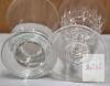 Romanian Crystal Etched Ice Bucket & 9 Glasses Set, Floral & Leaf, 1970s, Ornate Handles - 6