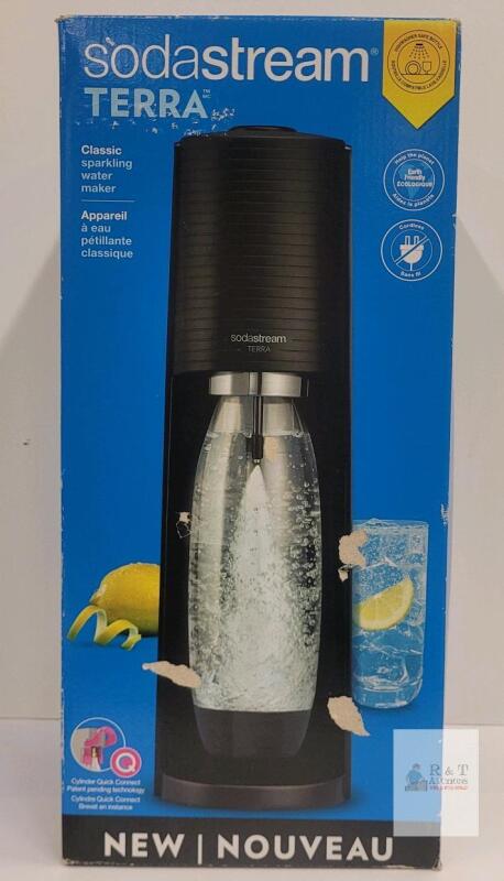 SodaStream Terra Sparkling Water Maker, Black, Includes Quick Connect CO₂ Cylinder and 1L Bottle