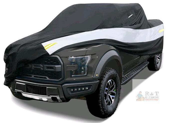 Tirol T28316L Extra Large Pickup Truck Cover, 243" x 80" x 69", Waterproof, UV-Resistant, Black with Reflective Strips