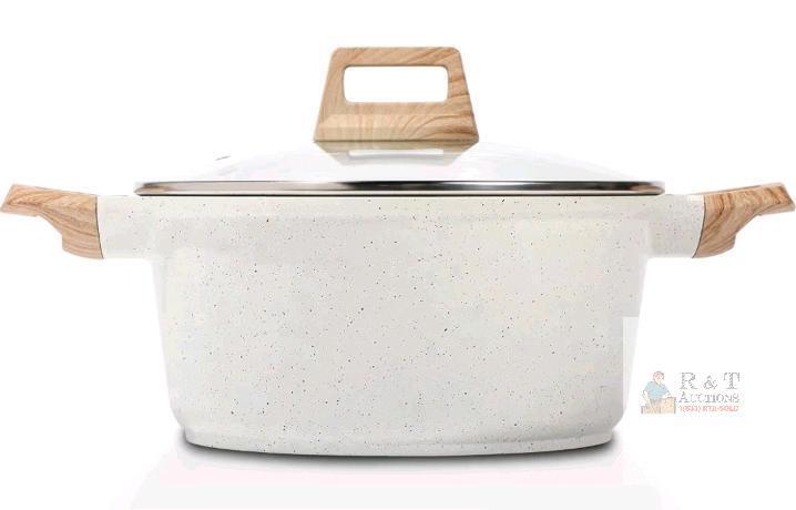 ESLITE LIFE Y-TG520A 3-Quart Nonstick Stock Pot with Lid, Induction Compatible, White Speckled new