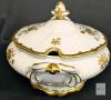 Vintage East Germany Echt Weimar Karherine #17010 Porcelain Soup Tureen, Gold Roses, No Chips or Cracks, Shelf-Wear To Bottom, 9" Tall - 6