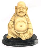 Vintage Chinese Early Resin Smiling Buddha / Ong Dia / Hotei Figure on Attatched Base, 6"