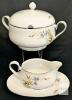 NORITAKE Ireland Edenberry 2772 Pattern Soup Tureen With Lid & Gravy Boat With Underplate, Up To 7.5" Tall No Chips or Cracks - 3