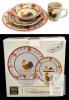Tabletops Gallery Handpainted 16pc Ceramic Rooster Chicken Dinner Set, 4 Each Dinner Plates, Salad Plates, Cereal Bowls & Mugs, No Chips or Cracks, Excellent Condition, Microwave & Dishwasher Safe