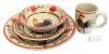Tabletops Gallery Handpainted 16pc Ceramic Rooster Chicken Dinner Set, 4 Each Dinner Plates, Salad Plates, Cereal Bowls & Mugs, No Chips or Cracks, Excellent Condition, Microwave & Dishwasher Safe - 2