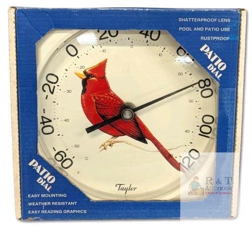 Vintage Taylor 12" Patio Dial Indoor / Outdoor Thermometer, Cardinal Design (Does Not Include Mounting Screws)