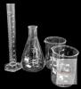 4pc New Scientific Glass Vessels: 500ml Erlenmeyer Flask, 2&times; 500ml Beakers & 100ml Erlenmeyer Flask, Up To 10.25" Tall