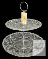 Clayre & Eef Glass 2-Tier Etagere Cake Stand Server, 7" - 9" Diameter &times; 9" Tall, No Chips or Cracks