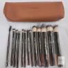 MAANGE 12-Piece Synthetic Makeup Brush Set with Brown PU Leather Storage Case new