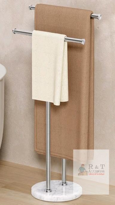 new KES BTH236A-2 Free-Standing Towel Rack, 2-Tier, Brushed Stainless Steel, Marble Base