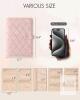 New Travel Jewelry Organizer Case, Foldable Jewelry Bags Jewelry Storage Book Ring Binder with Clear Zipper Velvet Pouch Bag for Traveling, Rings, Necklaces, Earrings, Bracelets, Brooches-Sand Pink - 2