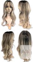 New 22" Long Ash Linen Blonde Wig With Bangs Synthetic Wavy PuffPro Voluminous High Crown Wigs for Women, 4x4'' Parting Realistic Scalp