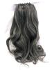 New Dark Brown Mixed White Ponytail Extension, 16" Claw Clip in Ponytail Extensions Curly Wavy Ponytail Hair Extension Jaw Clip on Long Pony Tails Hairpiece for Women Synthetic - 2