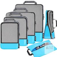 NEW Bagail 8-Piece Compression Packing Cubes Set, Dusty Blue Mesh, Premium Nylon Fabric, Water-Repellent